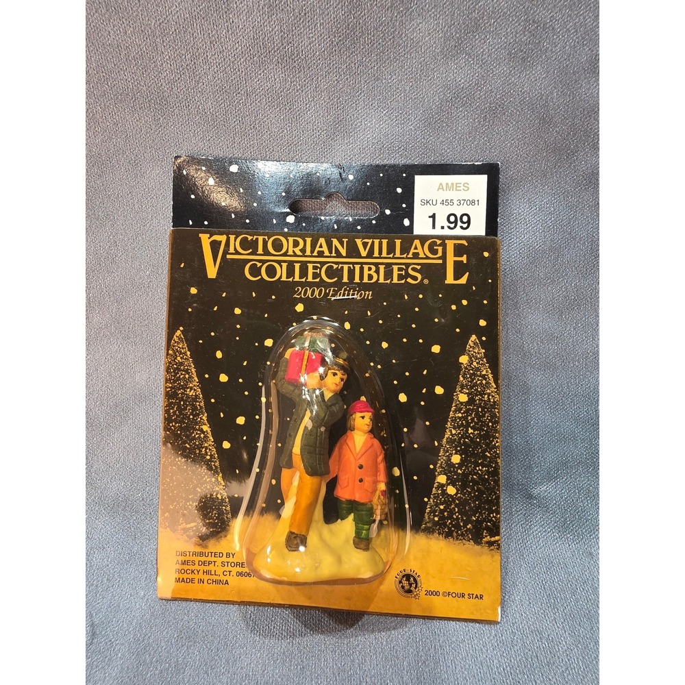 Victorian Village Collectibles 2000 Edition People with Gift Figurine Ames New